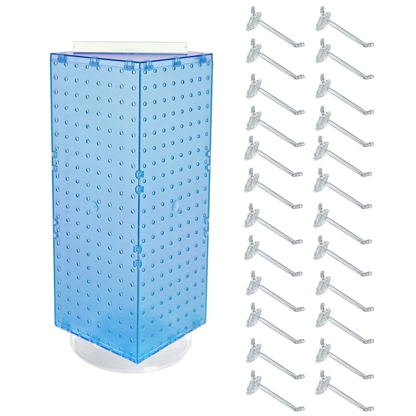 Four-Sided Revolving 8''W x 20''H Pegboard Counter Display w/24 4'' Hooks